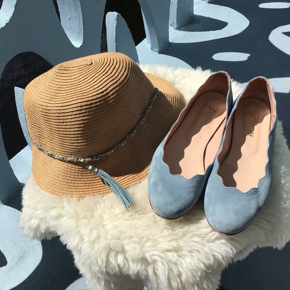 French Sole New York-FSNY-Jigsaw Blue Suede Flats Leather Size 8B Made in Spain - Picture 11 of 12